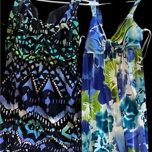 Vibrant Blue and Green Patterned Dresses two for one price